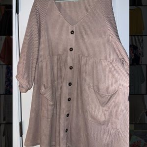 Waffle knit pink dress.